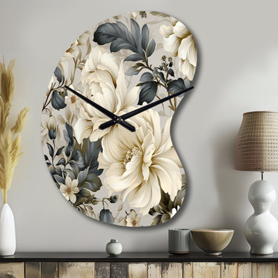 Urban Victorian Splendor Victorian Pattern - Irregular Shape Floral Metal Clock, Asymmetrical Metal Clock Print