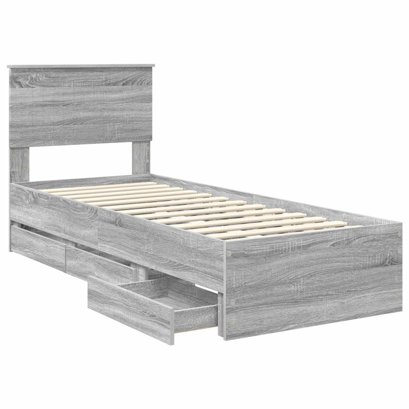 Bed Frame, Small Single (2'6), Grey Sonoma