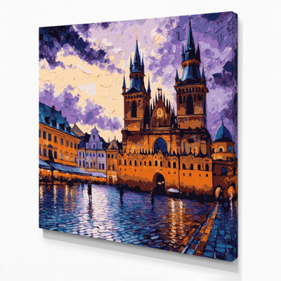 Cities Krakow Poland Purple Canvas Wall Art