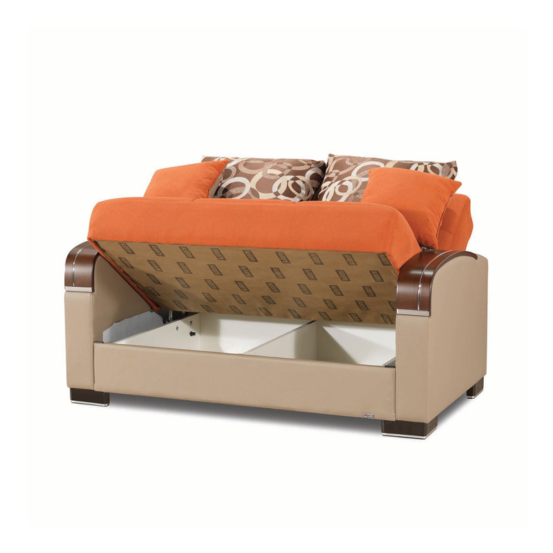 Causeuse convertible avec rangement Primenest, Chenille orange