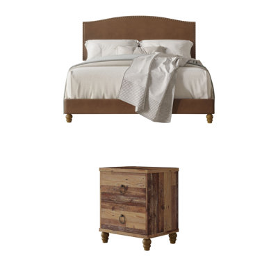 Scheider Leather Bedroom Set with Nightstand