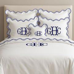 Monogram Cotton Luxurious Double Scallop Duvet Cover