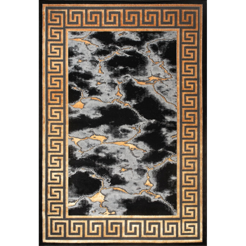Abstract Kilim, Black, Rectangle 120 x 170 cm