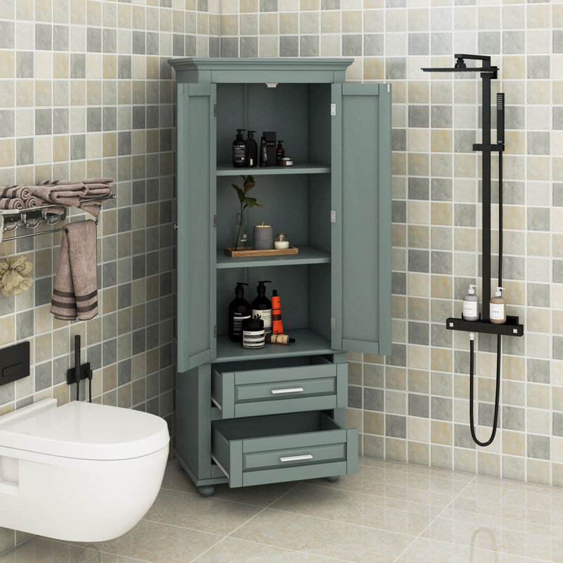 Storage Cabinet With 2 Drawers, Gray