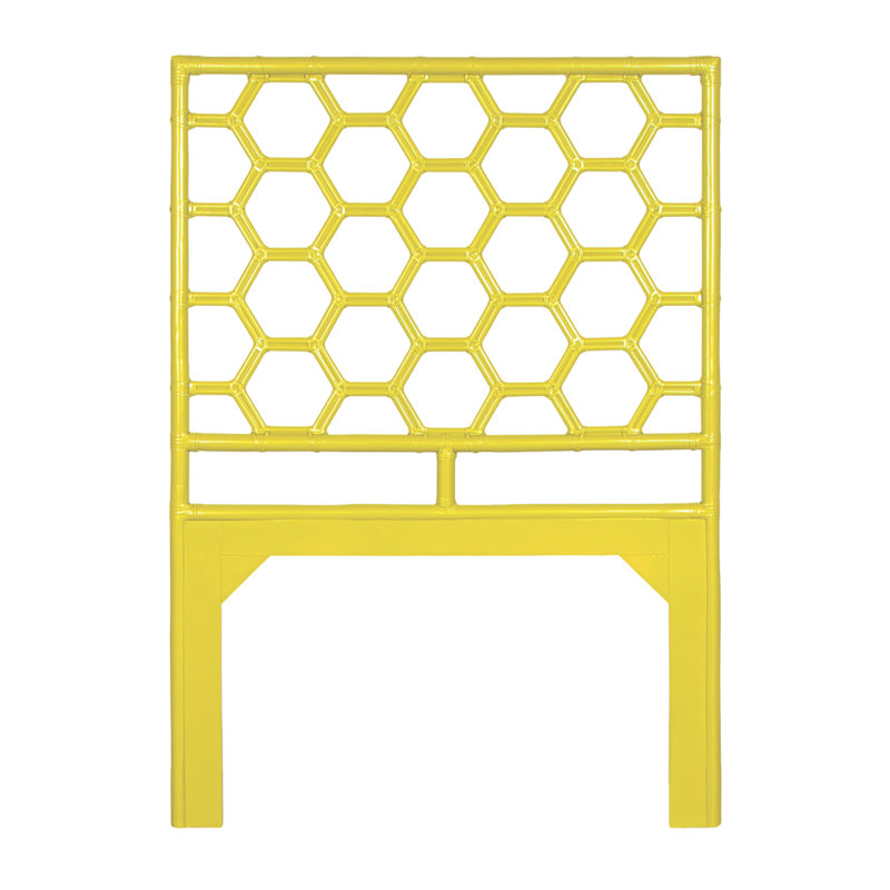 Honeycomb Wicker/Rattan Open-Frame Headboard, Sunflower Yellow, Twin
