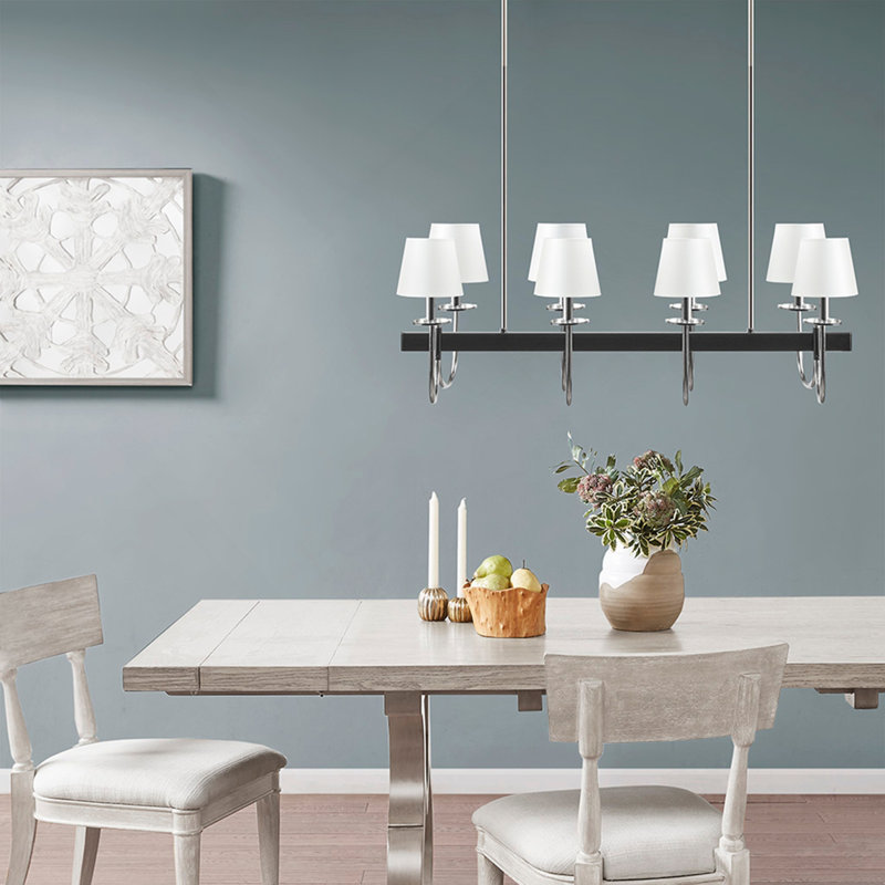 Lustre traditionnel 8 lumières avec abat-jour tambour