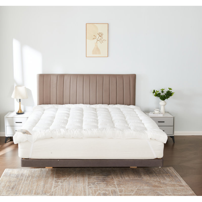 Rae 10cm Thick Mattress Topper Quilted Microfibre Filling Breathable Polyester Cover Hypoallergenic Soft Support for Better Sleep Comfort