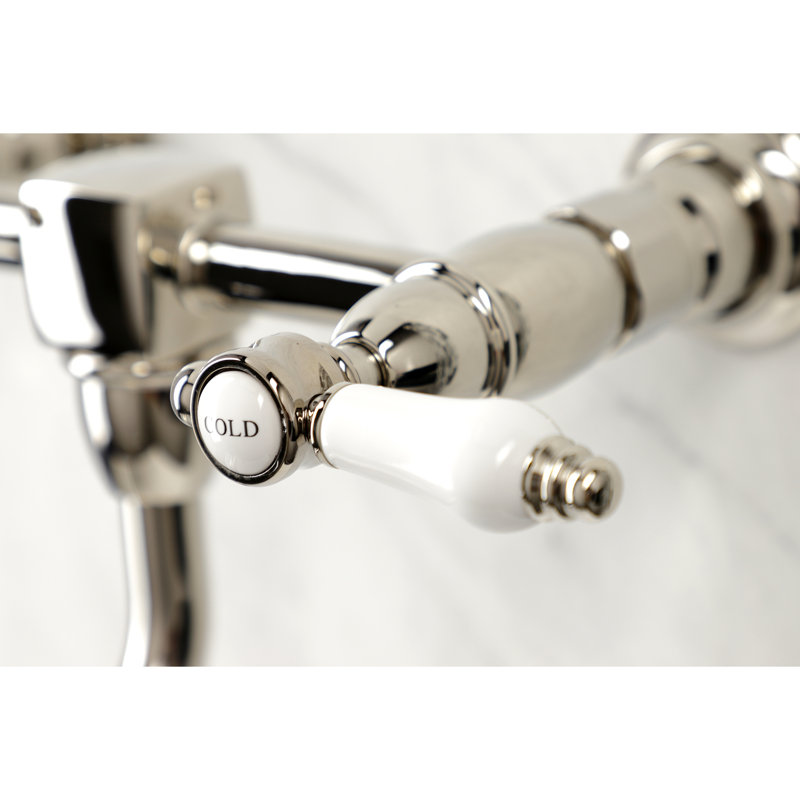 Kingston Brass Bel-Air Two-Handle 2-Hole Wall Mount Bathroom Faucet, Polished Nickel