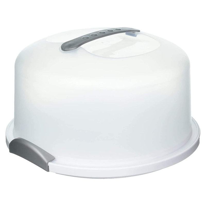 Cake Carrier Storage Container With Lid & Locking Handles For 12 Inch Layer Cake White Dome For Transporting Cakes & Desserts