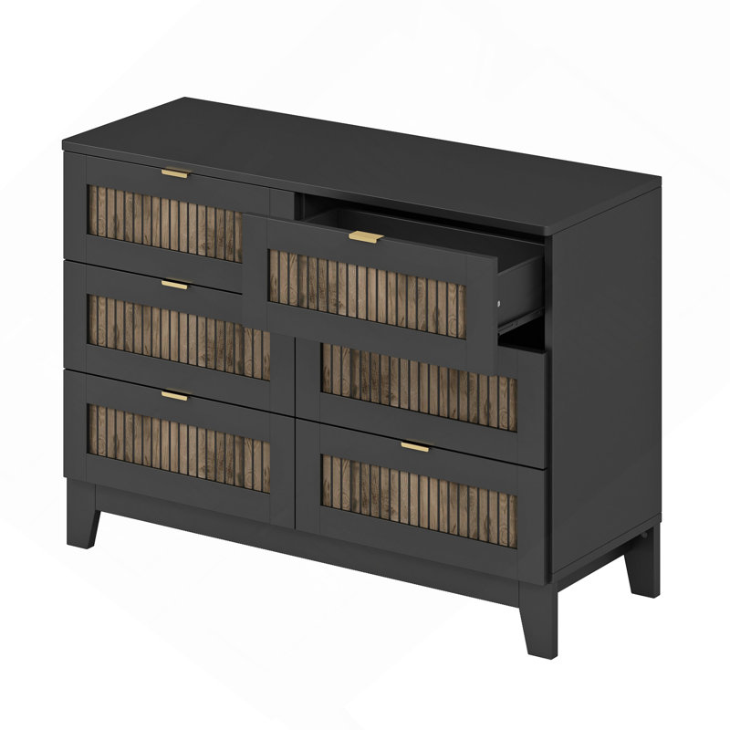 Commode 6 tiroirs Rinyah, Noir