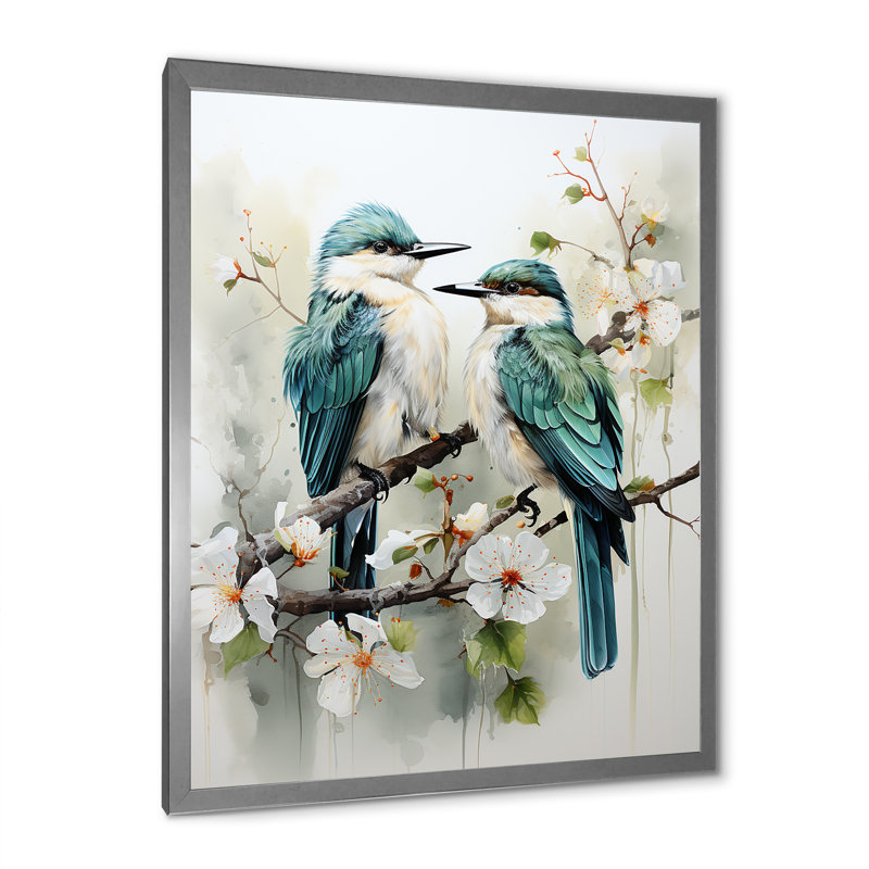 Azriella, oiseau, sérénade de plumes II sur toile, H 44 po x l 34 po x P 1,5 po, Cadre photo argenté