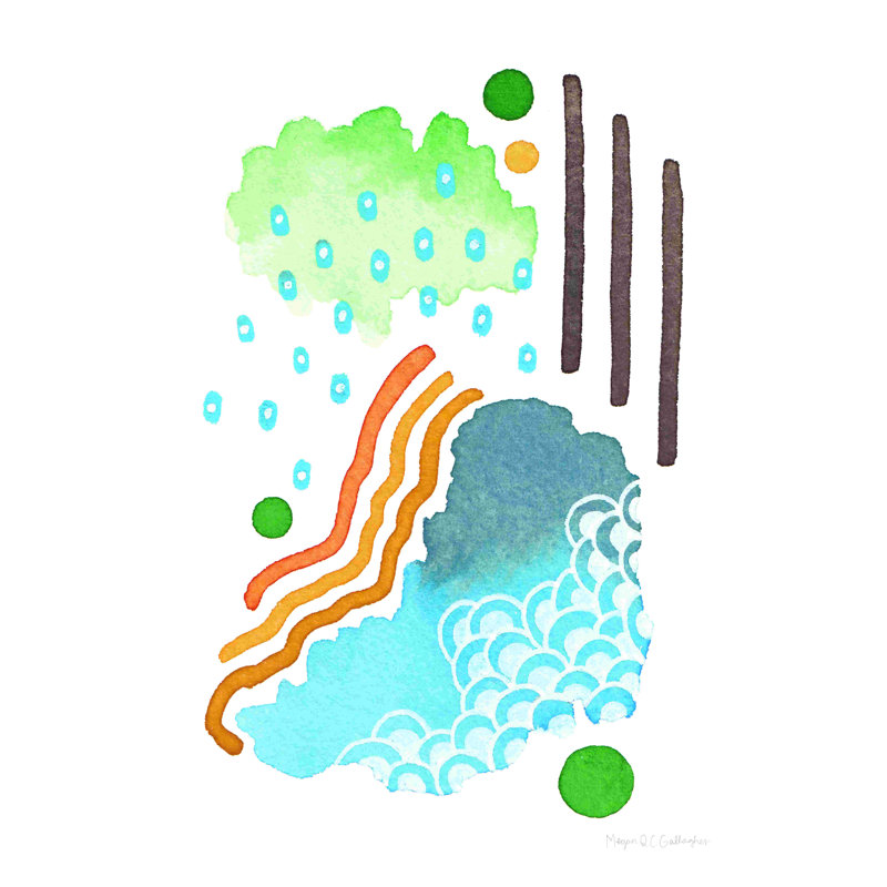 «Abstract Day II» par Megan Gallagher, peinture sur toile tendue, H 30 po x l 20 po x P 1,25 po