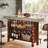 Modern 2-Tier Bar Table Footrest Home Bar Unit Corner Mini Coffee Bar Cabinet Kitchen Pub-1846060482