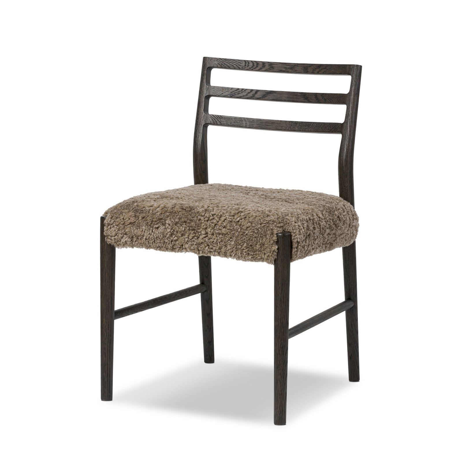 Lindyn Cotton Oak Dining Chair, Scrubbed Oak Black, Taupe Shearling