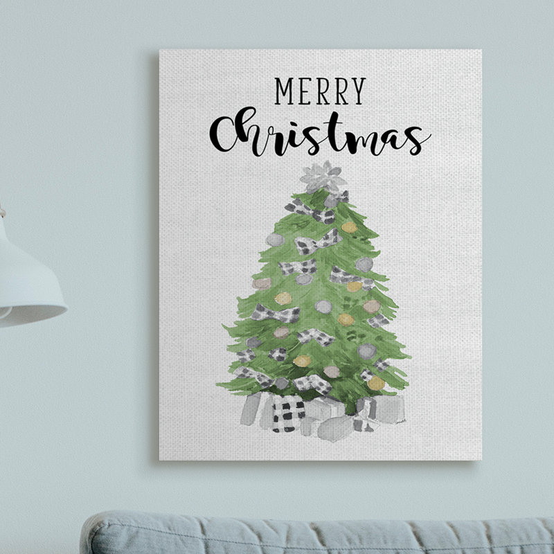 «Charmant doux sapin vert Merry Christmas Text» par Lanie Loreth - reproduction d'art textuel, H 30 po x l 24 po x 1,5 po
