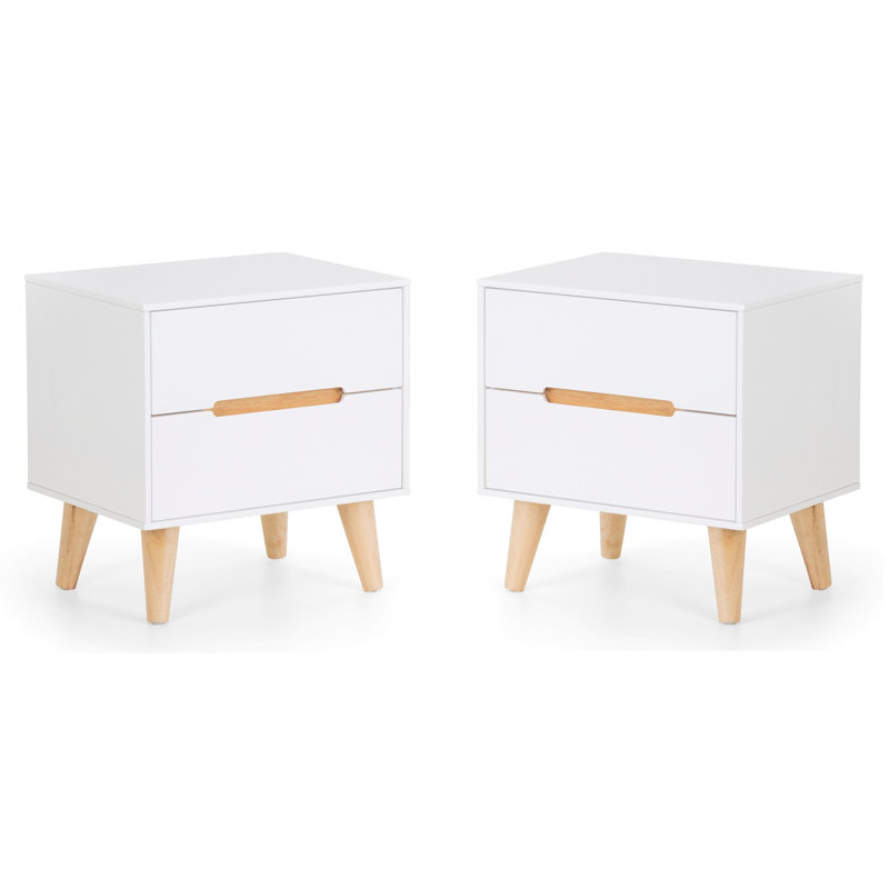 Heriberto 45cm W Manufactured Wood Bedside Table, White