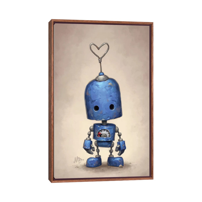 Décoration murale bleue pour enfants, Toile classique avec cadre brun, H 26 po x l 18 po x 1,5 po