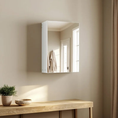 Armoire de salle de bain murale avec miroir, armoire de rangement pour meuble-lavabo avec tablettes réglables