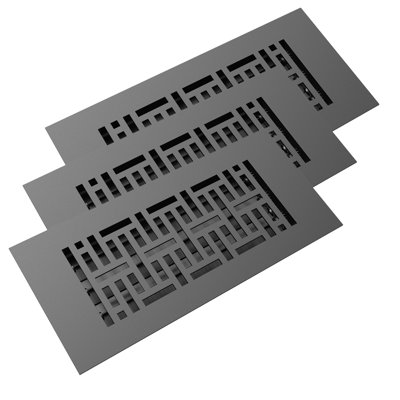 Reggio Register 4X10 (3-Pack) Low-Profile Steel Floor Vent Cover - Woven Pattern - With Louvre