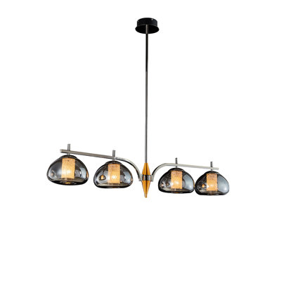 Ember 4-Light Smoked Glass LED Chandelier - Black
