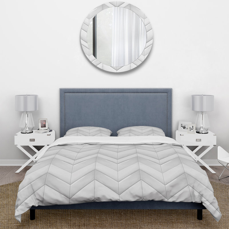 Ensemble de housse de couette gris Midcentury Chevron Print III - Midcentury