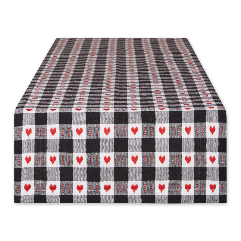 Chemin de table HEARTS DOBBY CHECK 14X72, L 108 po x l 14 po