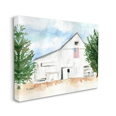 " American Barn Side Soft Blue Brown " by Melissa Hyatt LLC Painting Print