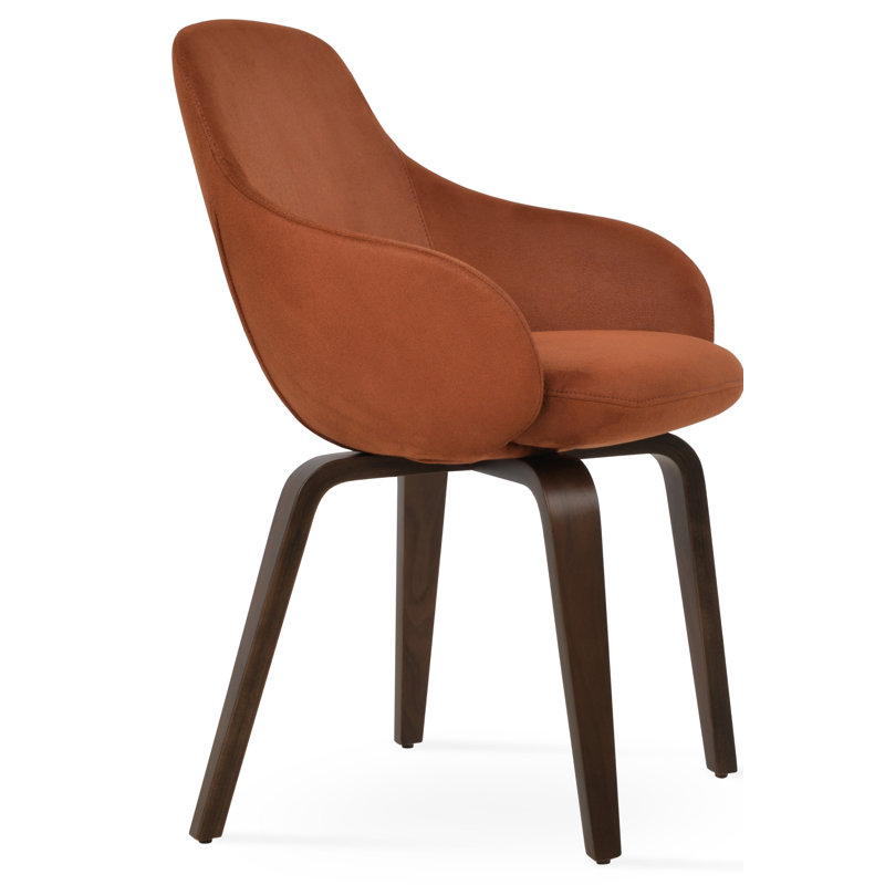 Chaise avec accoudoirs en métal Gazel, Noyer, Orange