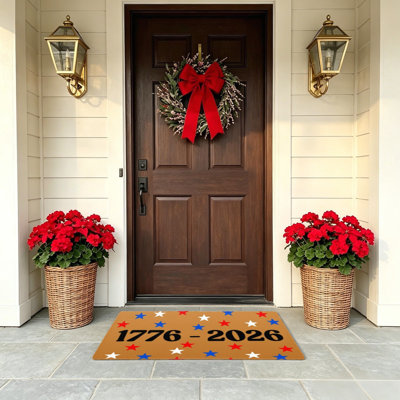 1776-2026 Patriotic Star Floor Mat, 24" x 36", Interior Exterior Decor for Independence Day