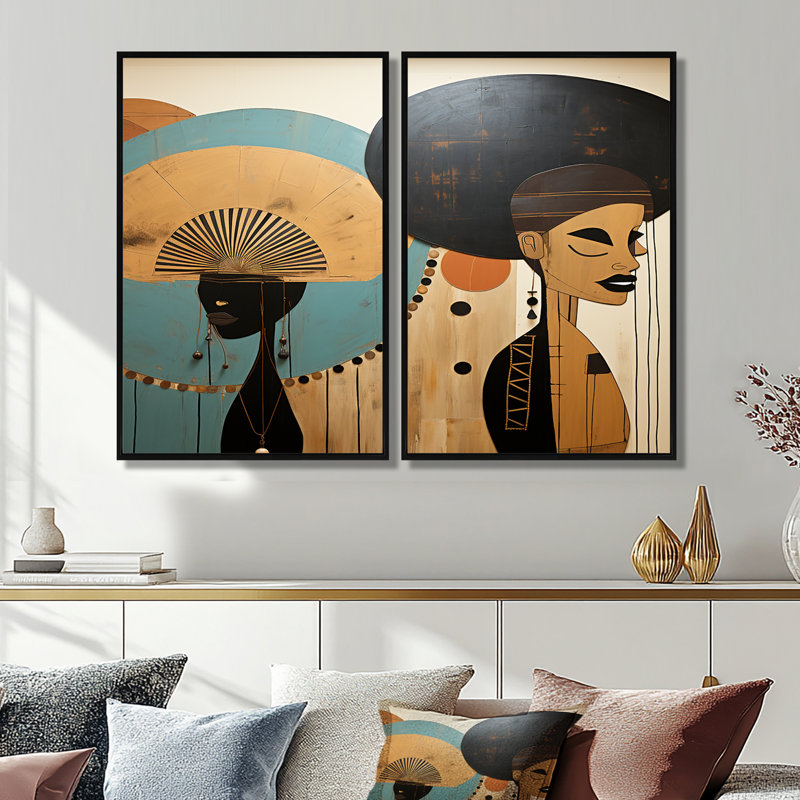 Portait Harlem Renaissance I - Art africain surdimensionné, art mural, 36" H x 48" W, Impression encadrée flottante, Black