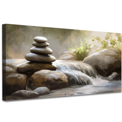 Art mural zen - méditation sur toile apaisante, spa relaxant, décoration pour espace de salle de bain, impression zen spirituelle sur toile, 16 po x 32 po