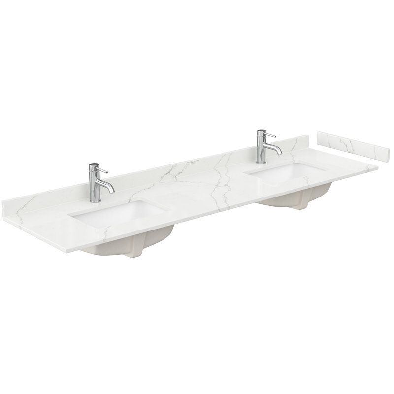 Daria 80'' W Vanity, White, Matte Black, White Quartz