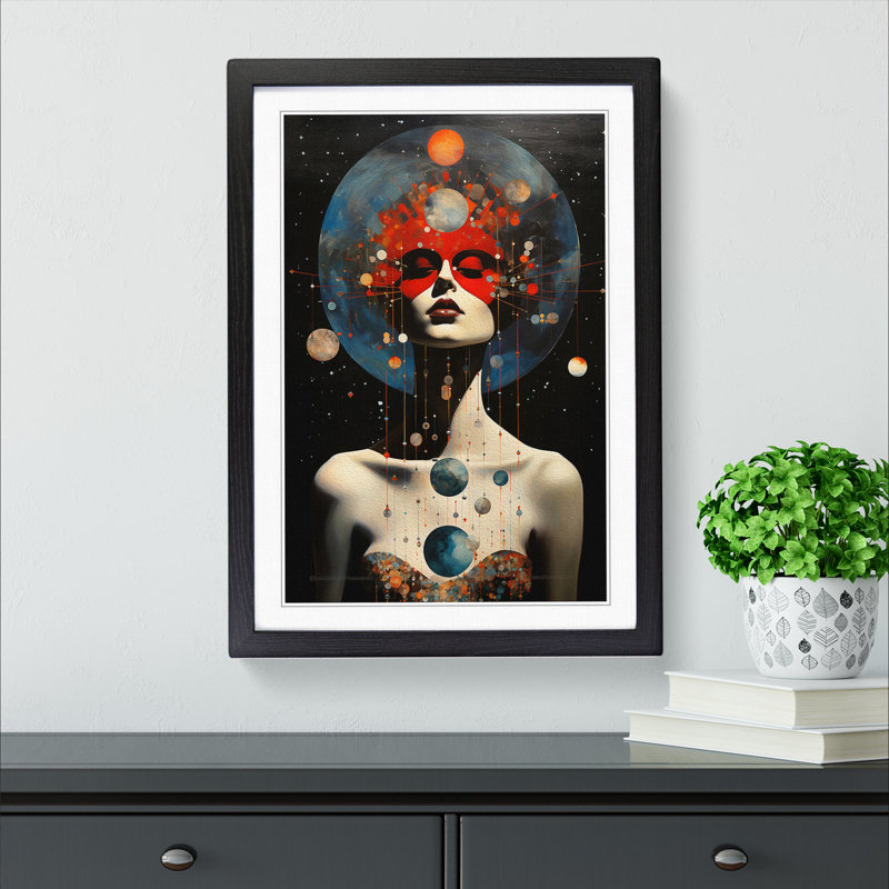 Universe Dadaism No.2 - Single Picture Frame Print on Wood, Black Framed, 64cm H x 46cm W