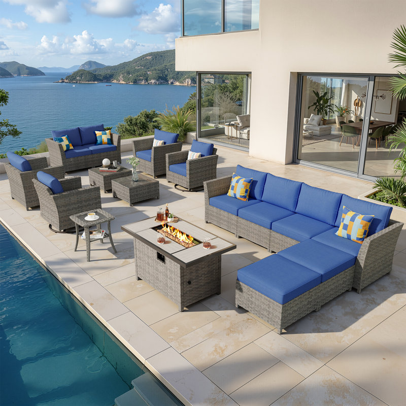 Loranda 16 Piece Seating Group with Cushions, Navy