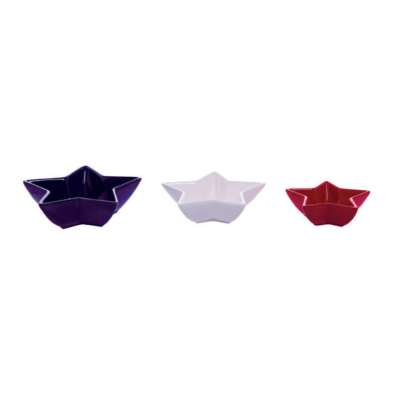 Bansri 3 Piece Ceramic Abstract Decorative Bowl in Multi