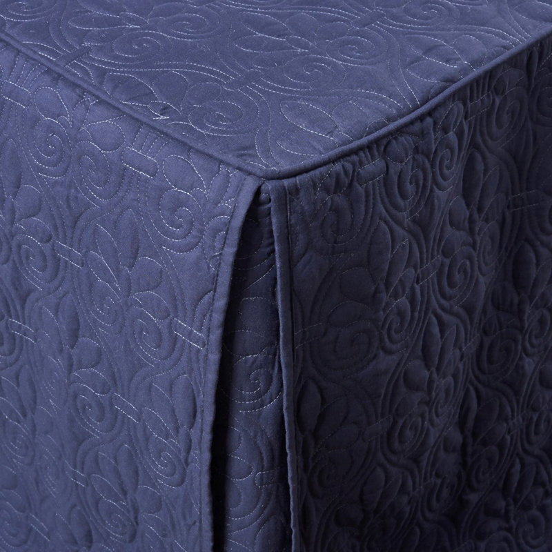 Ensemble de couvre-lit matelassé plissé en microfibre 3 pièces, bleu marine, format king