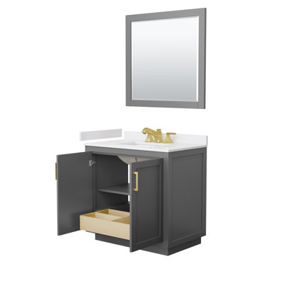 Ensemble de meuble-lavabo simple 36 po avec plateau en marbre de culture Miranda