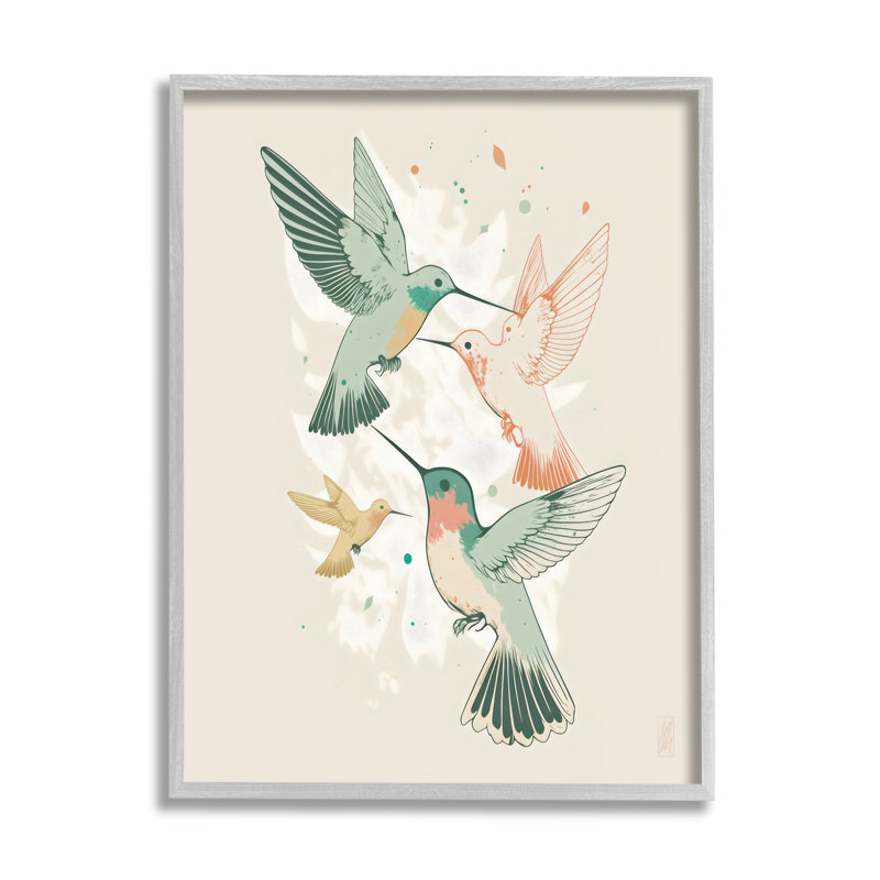 Colibris sur fond beige par Ray Powers, H 20 po x l 16 po x P 1,5 po