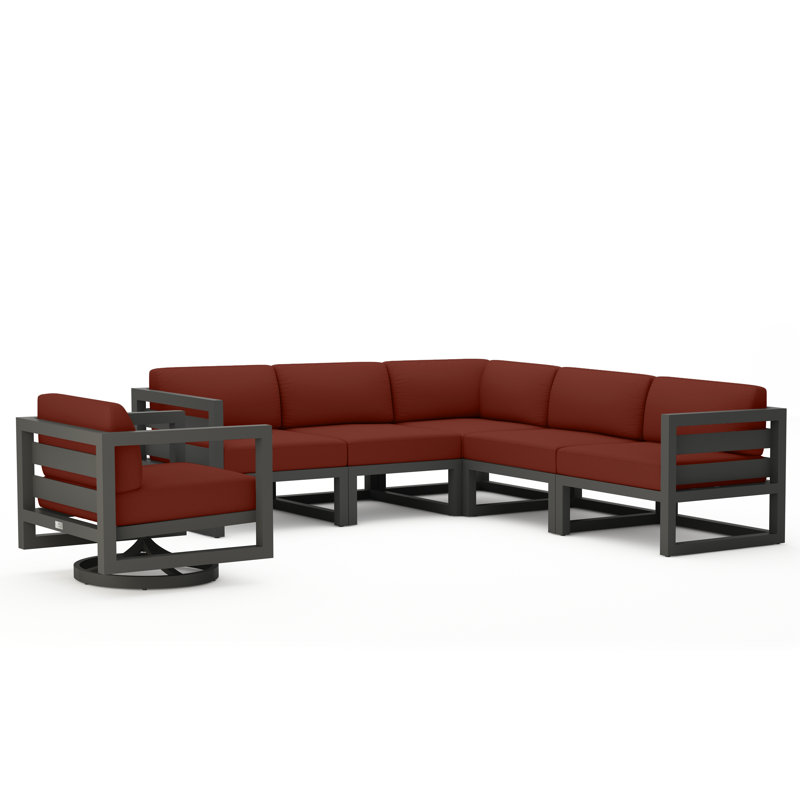 Avion 6 Piece Sectional Set With Swivel, Canvas Charcoal Sunbrella® Canvas, Slate
