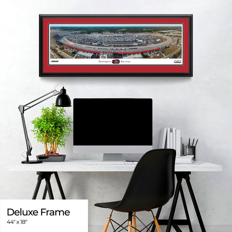 Darlington Raceway - Double Mat, Deluxe Frame, 18" H x 44" W, Framed Print with Mat, Red