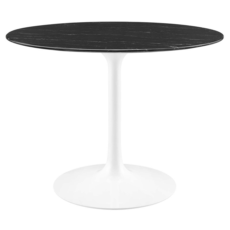 Table de bar Lippa, plateau rond en marbre artificiel, par Modway, Table standard (hauteur de 28,5 po), Blanc
