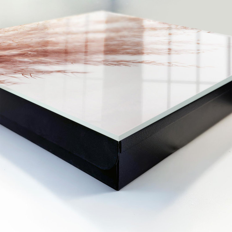 Key box for wall, Opens to the right, 30x30x5, White, Delicate beige plumes add lightness, 
