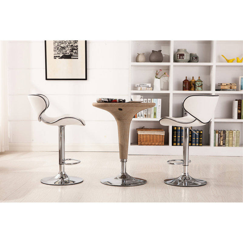 Blanc, de 2 avec - base, siège en similicuir, fonction pivotante, rembourré de style contemporain 2, base et siège confortable