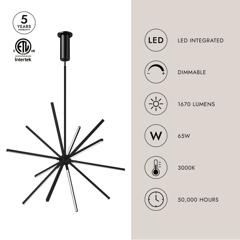 Sirius LED Chandelier, 23.38" H x 32" W x 32" D, White