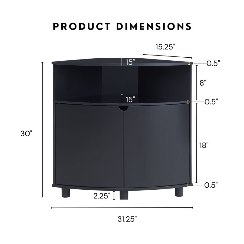 Join 30''H Corner Accent Cabinet with LED Lights, Black