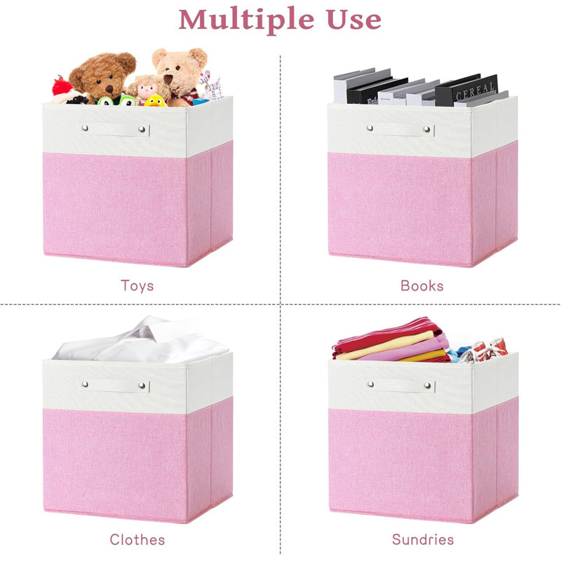 4-pack 13" Collapsible Linen Storage Bins pink