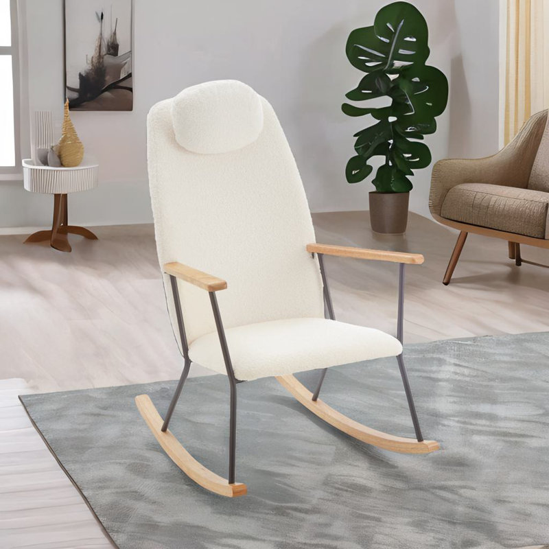 Chaise berçante réglable avec appui-tête, Blanc