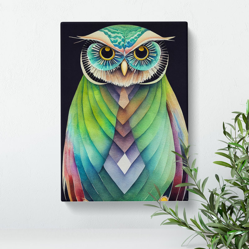 Watercolour Owl No.2 Abstract - Wrapped Canvas, 50cm H x 35cm W x 3cm D