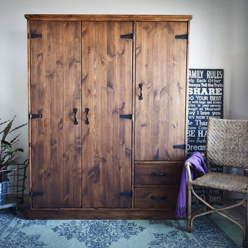Dollard 3 Door Solid Wood Wardrobe, 190cm H x 155cm W x 60cm D