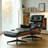 Leather Swivel Accent Chair With Ottoman-1160804678